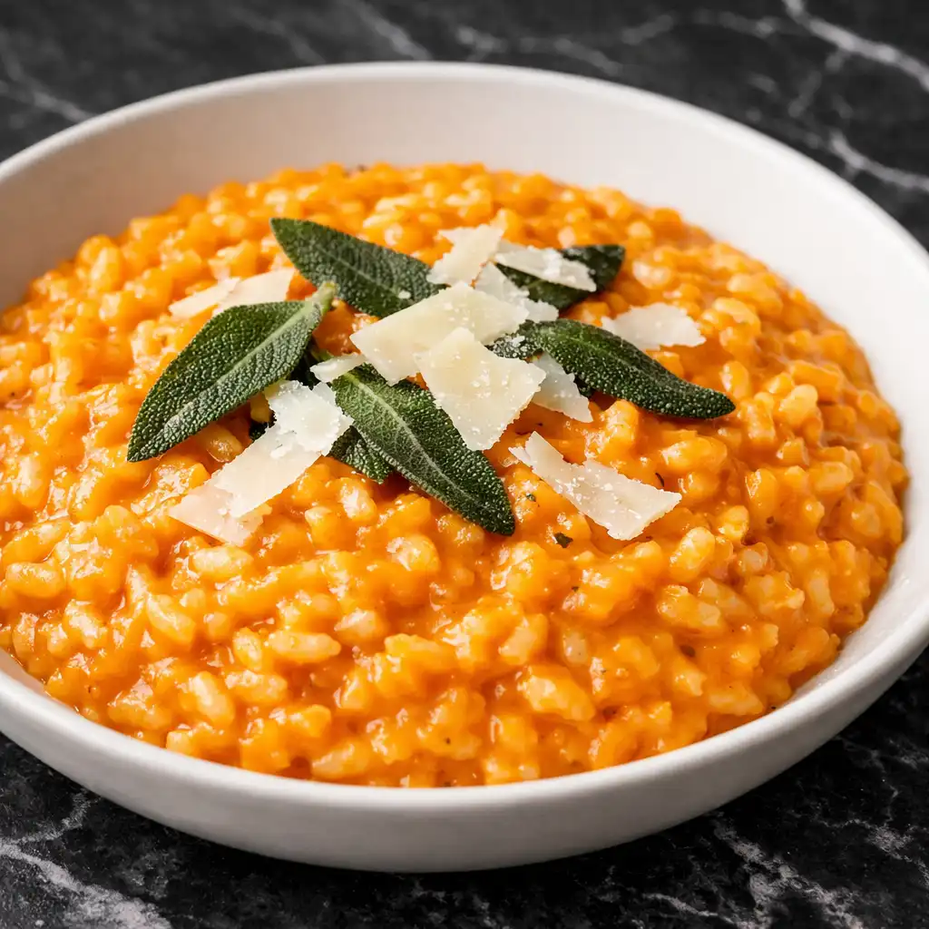 Roasted pumpkin risotto with sage and parmesan